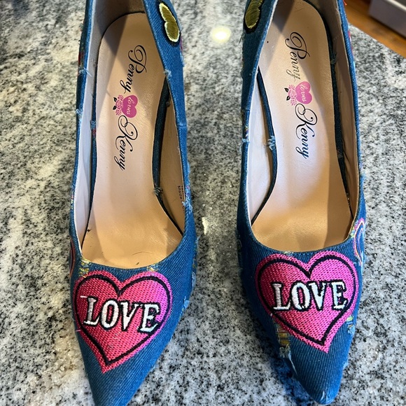 Denim patchwork heels - Picture 2 of 4